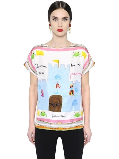 Dolce & Gabbana Castle Printed Silk Twill Top