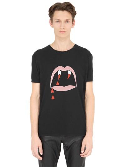 Saint Laurent Vampire Printed Cotton Jersey T-shirt