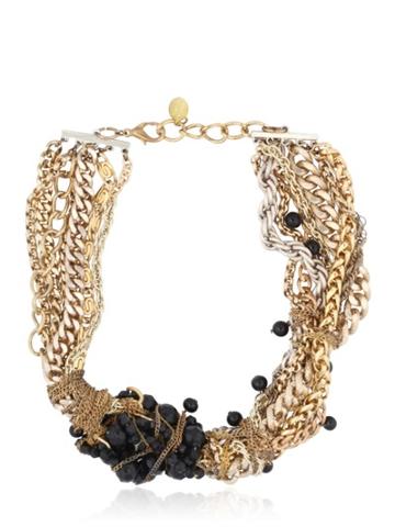 Maria Zureta Black Beaded Multi Chain Necklace