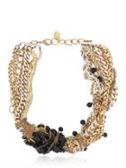 Maria Zureta Black Beaded Multi Chain Necklace