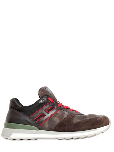 Hogan Rebel Camo Suede & Leather Running Sneakers