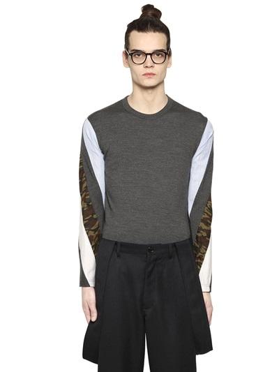 Comme Des Garcons Shirt Patchwork Wool Jersey T-shirt