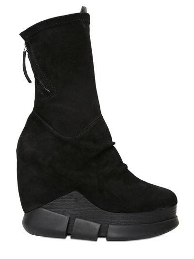 Cinzia Araia 120mm Suede Stretch Wedge Boots