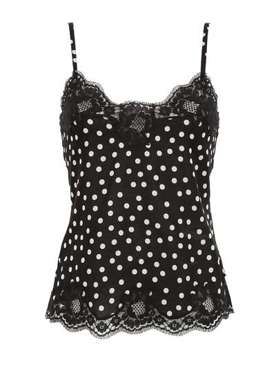 Dolce & Gabbana Polka Dot Silk Georgette & Lace Top