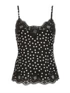 Dolce & Gabbana Polka Dot Silk Georgette & Lace Top