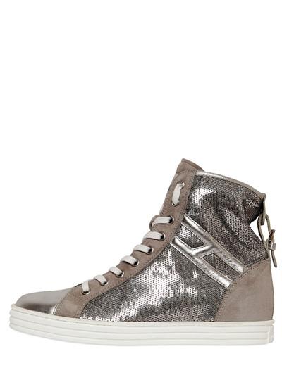 Hogan Rebel 50mm Sequin & Suede Sneakers