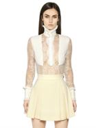 Just Cavalli Cotton Lace & Techno Chiffon Shirt