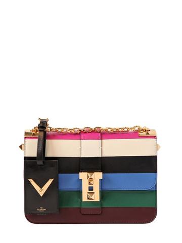 Valentino B-rockstud Striped Leather Shoulder Bag