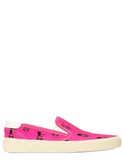 Saint Laurent Skate Canvas Skull Sneakers
