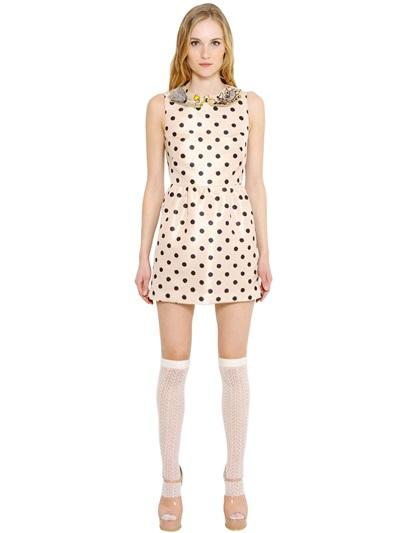 Red Valentino Polka Dot Printed Techno Faille Dress