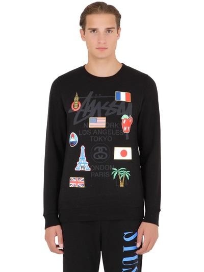 Stussy World Tour Flag Cotton Blend Sweatshirt