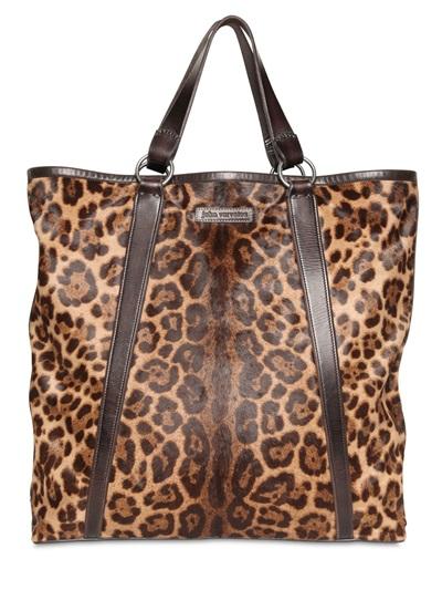 John Varvatos Leopard Printed Ponyskin Top Handle Bag