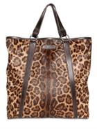 John Varvatos Leopard Printed Ponyskin Top Handle Bag