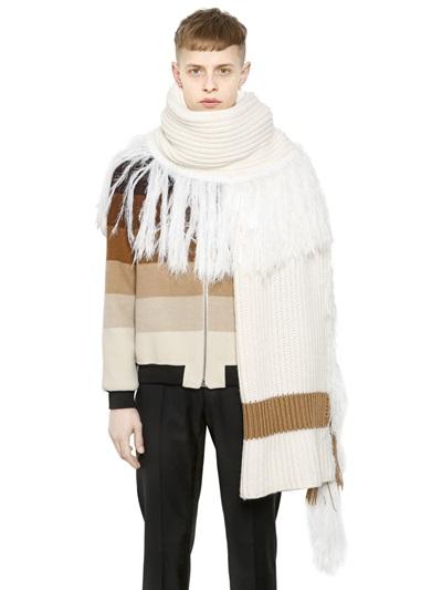 J.w.anderson Fringed Chunky Wool Blend Scarf