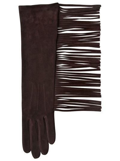 Lanvin Fringed Nubuck Gloves