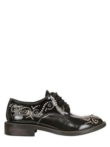 Leather Crown - Studded Brushed Leather Derby Shoes