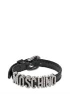 Moschino Logo Lettering Leather Bracelet