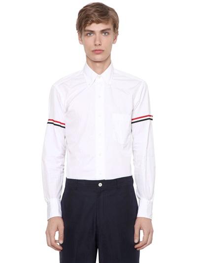 Thom Browne Cotton Poplin Shirt W/ Striped Arm Bands
