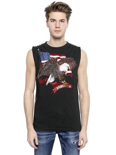 Dsquared2 Icon Sleeveless Eagle Cotton T-shirt