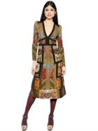 Etro Patchwork Printed Crepe & Brocade Dress