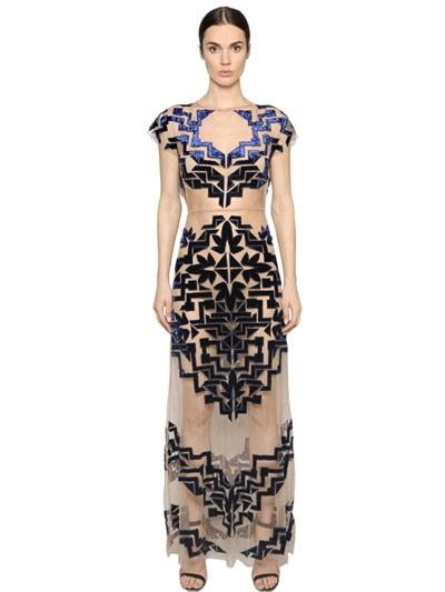 For Love & Lemons Tulle Dress With Velvet Appliqus