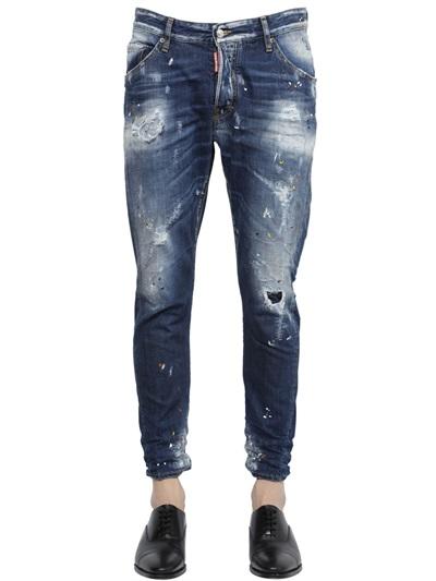 Dsquared2 17.5cm Kenny Twist Destroyed Denim Jeans