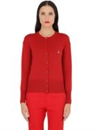 Vivienne Westwood Logo Embroidered Wool Rib Knit Cardigan