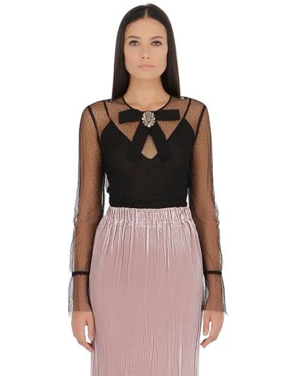 Gucci Silk Lace Top With Bow
