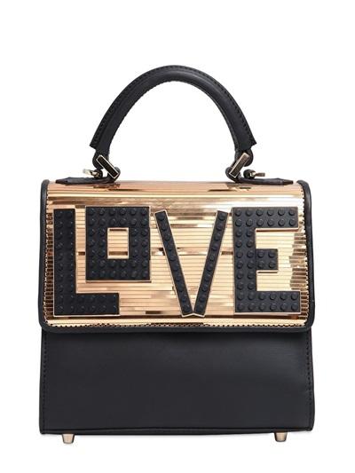 Les Petits Joueurs Mini Alex Love Metallic Leather Bag