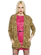 Saint Laurent Leopard Printed Lurex Knit Cardigan
