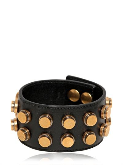 Saint Laurent Studded Leather Large Cuff Bracelet