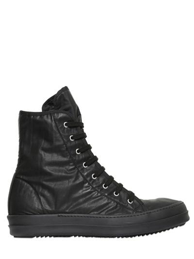 Rick Owens Cotton Blend Canvas High Top Sneakers