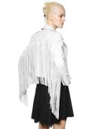 House Of Matching Colours Fringed Nappa Leather Moto Jacket