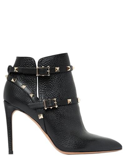 Valentino 100mm Rockstud Tumbled Leather Boots