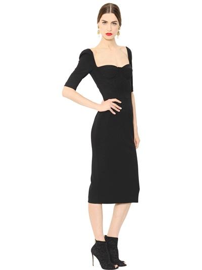Dolce & Gabbana Stretch Wool Crepe Bustier Dress