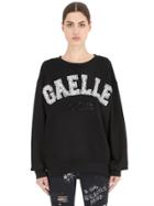 Gaelle Paris Embellished Cotton Jersey Sweatshirt