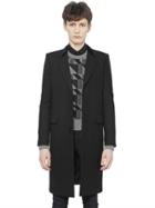 Saint Laurent Velvet & Diagonal Wool Coat