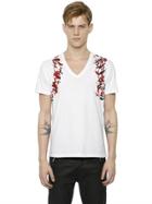 Alexander Mcqueen Harness Printed Cotton V-neck T-shirt