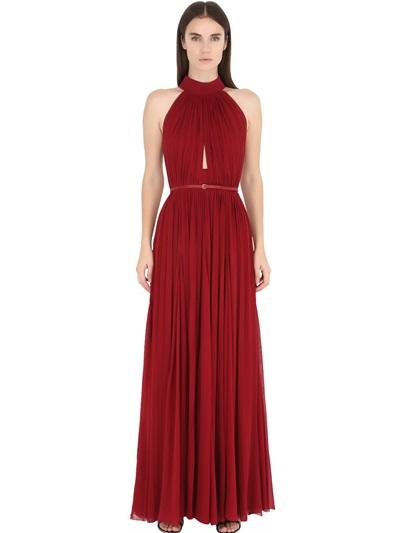 Elie Saab Open Front Silk Georgette Halter Gown