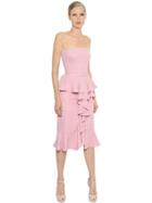 Alexander Mcqueen Strapless Ruffled Silk Crepe Dress