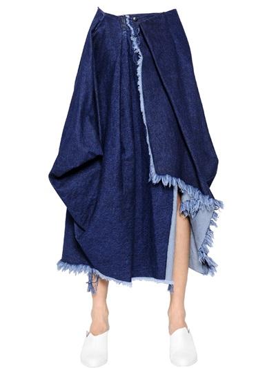 Marques'almeida Wrapped Cotton Denim Skirt