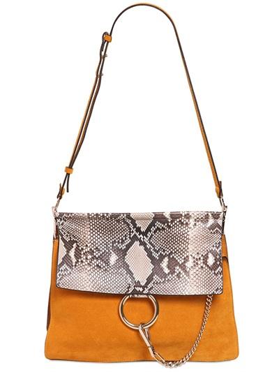 Chloe' - Medium Faye Suede & Python Shoulder Bag