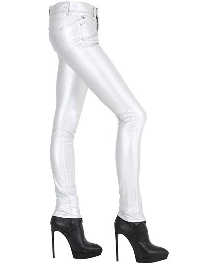 Saint Laurent Metallic Faux Leather Trousers