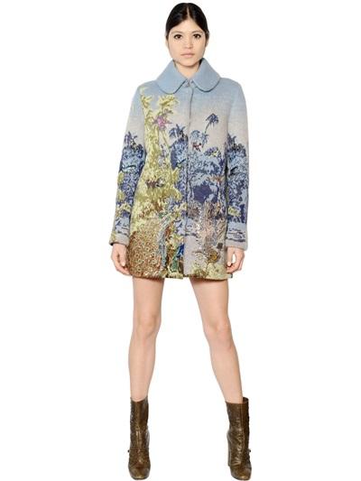 N 21 N&deg;21 Embroidered Wool Blend Jacquard Coat