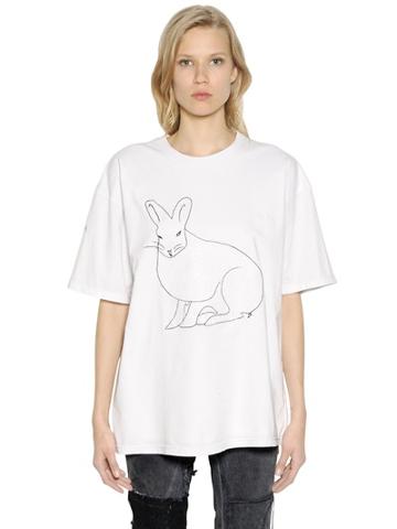 Vinti Andrews Rabbit Embroidered Cotton Jersey T-shirt
