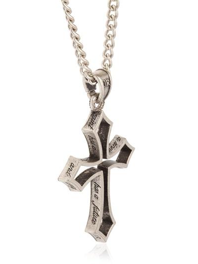 John Richmond Engraved Cutout Cross Pendant Necklace