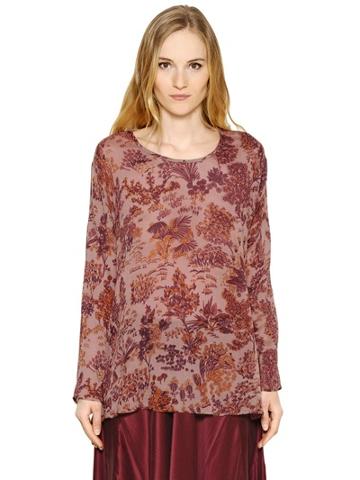 Mes Demoiselles Floral Printed Silk Crepe De Chine Top