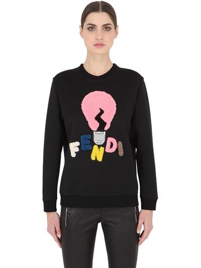 Fendi Logo & Bulb Cotton Jersey Sweatshirt