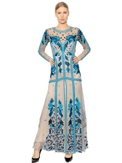 Temperley London Embroidered Open Back Tulle Dress