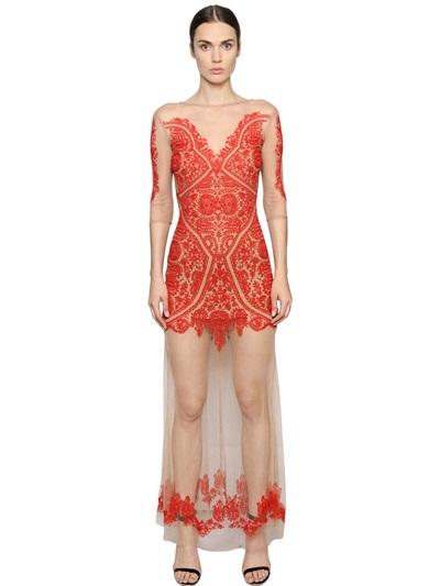 For Love & Lemons Embroidered Tulle Dress